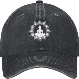 Buddha Meditation Flower Distressed Baseball Cap for Men and Women